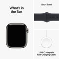 Apple Watch Series 9 GPS + Cellular 41mm Graphite Stainless Steel Case with Midnight Sport Band - S/M - iBite Nitra G9
