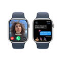 Apple Watch Series 9 GPS + Cellular 45mm Silver Aluminium Case with Storm Blue Sport Band - S/M - iBite Nitra G5