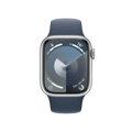 Apple Watch Series 9 GPS 41mm Silver Aluminium Case with Storm Blue Sport Band - M/L - iBite Nitra G1