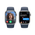 Apple Watch Series 9 GPS 41mm Silver Aluminium Case with Storm Blue Sport Band - M/L - iBite Nitra G5