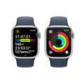 Apple Watch Series 9 GPS 41mm Silver Aluminium Case with Storm Blue Sport Band - M/L - iBite Nitra G7