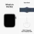 Apple Watch Series 9 GPS 41mm Silver Aluminium Case with Storm Blue Sport Band - M/L - iBite Nitra G9